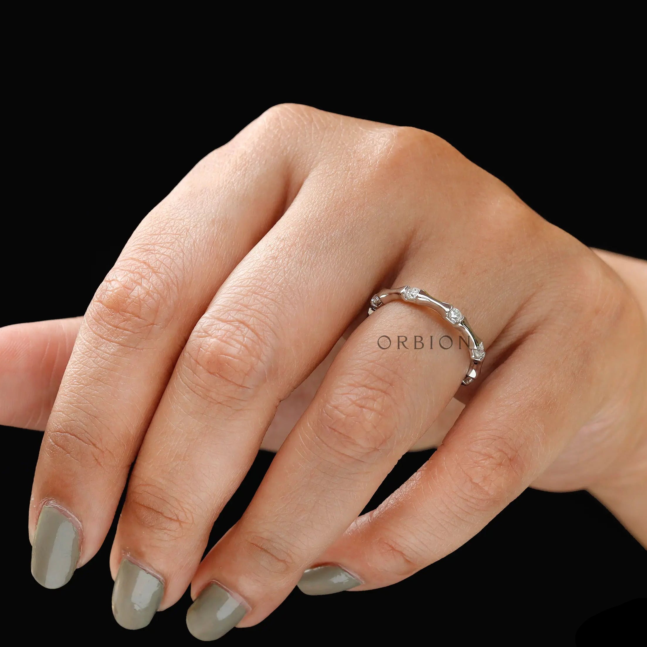 Delicate diamond bamboo ring design