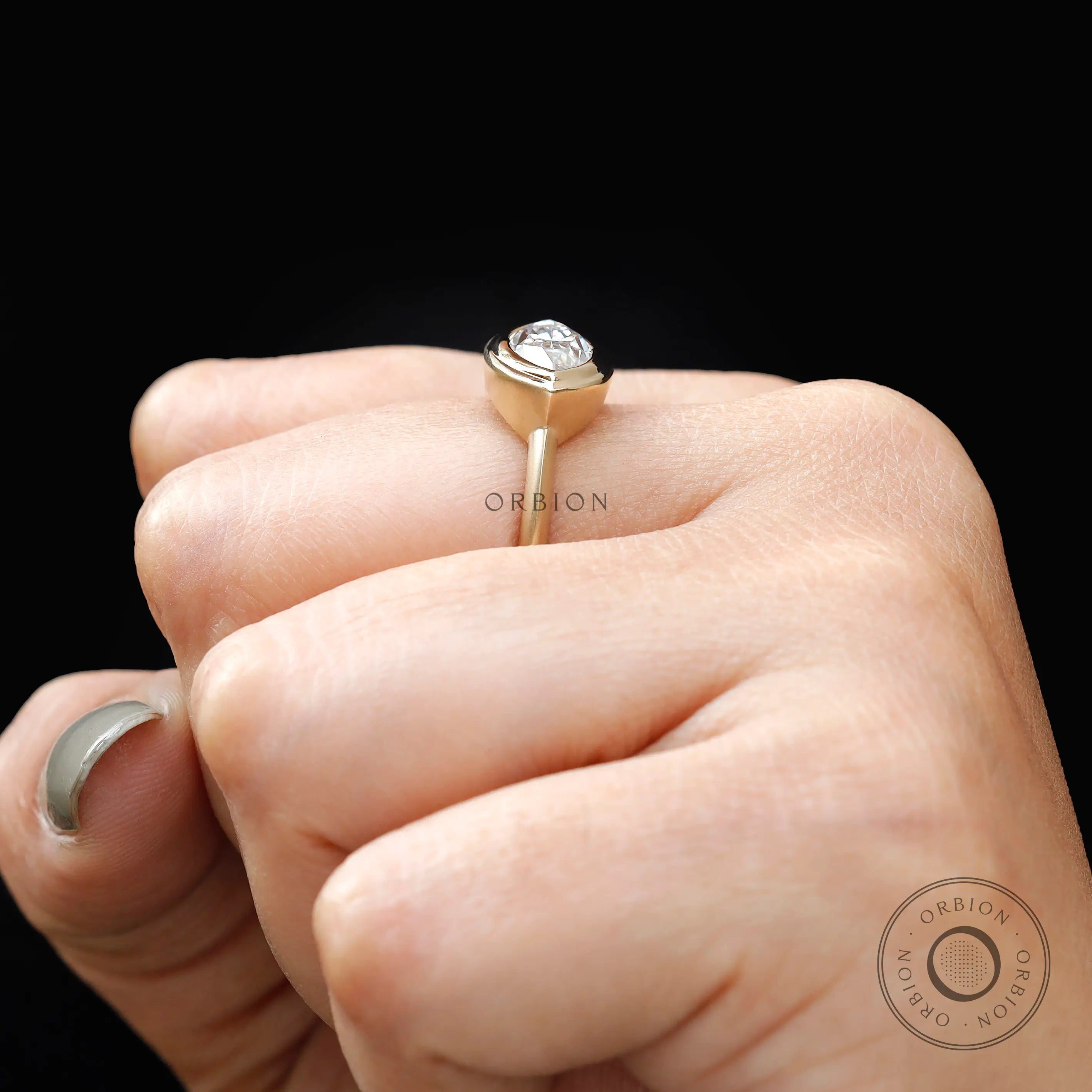 Dual finish gold engagement ring detail