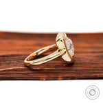 Side profile of cushion moissanite bezel gold ring