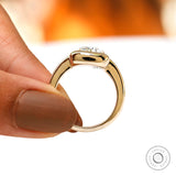 Yellow gold cushion moissanite ring band detail