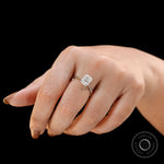 radiant cut moissanite solitaire wedding ring in fingure