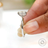 Elegant radiant cut moissanite ring with tapered shank design