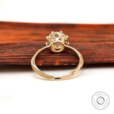 Back view of round old European cut moissanite ring