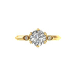 Front view vintage three stone moissanite ring