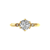 Front view vintage three stone moissanite ring