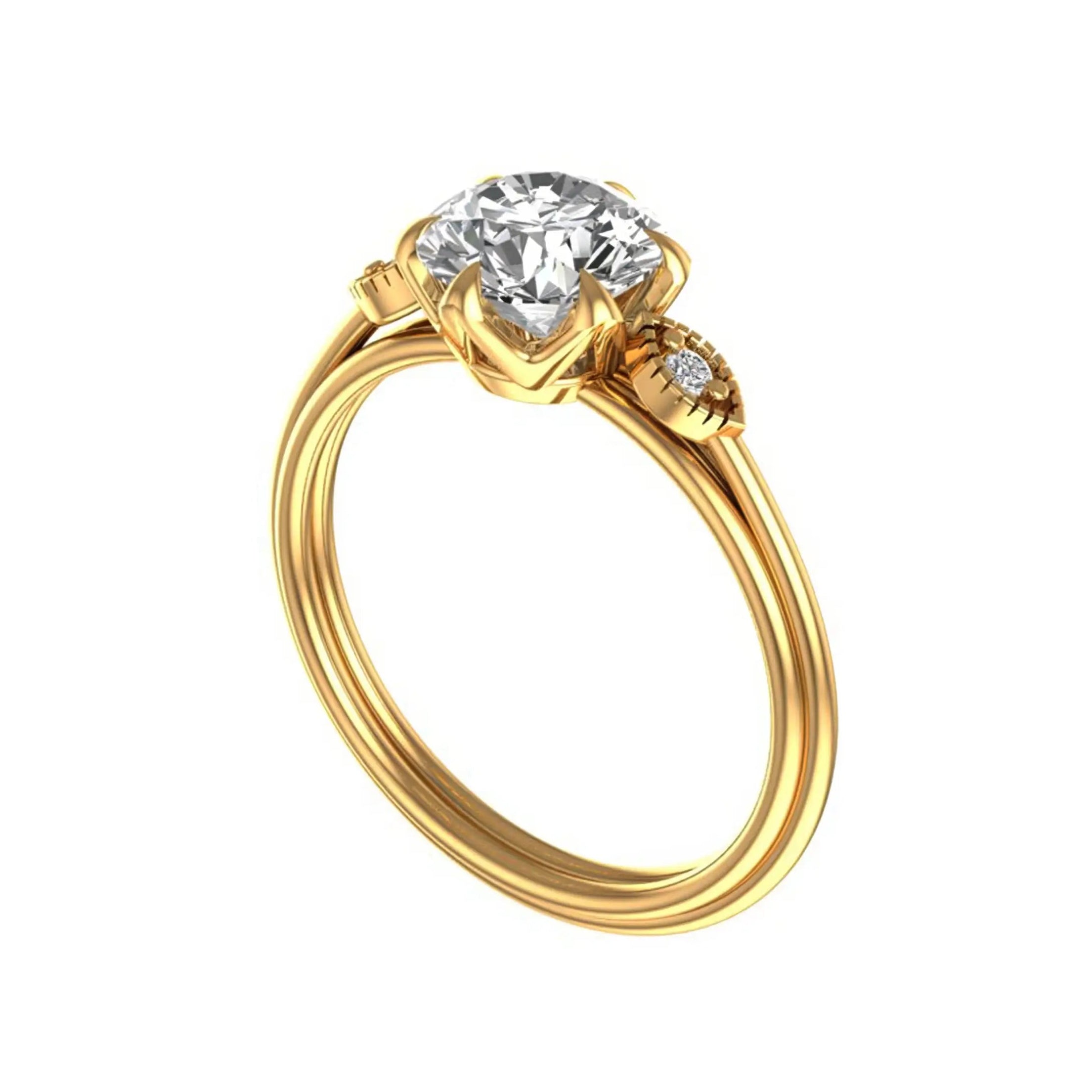 Angled view highlighting marquise shoulder accent details