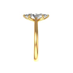 Profile view showing marquise moissanite height and prong setting details