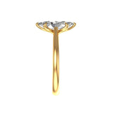 Profile view showing marquise moissanite height and prong setting details