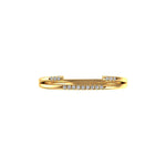 Top view open cuff pave thin stacking wedding band in yellow gold.