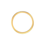 Straight top view minimalist yellow gold cuff ring with pave-set ends.