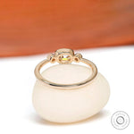 Back view of elongated cushion moissanite three stone ring