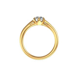 Back view yellow gold band showing tulip basket and smooth shank.