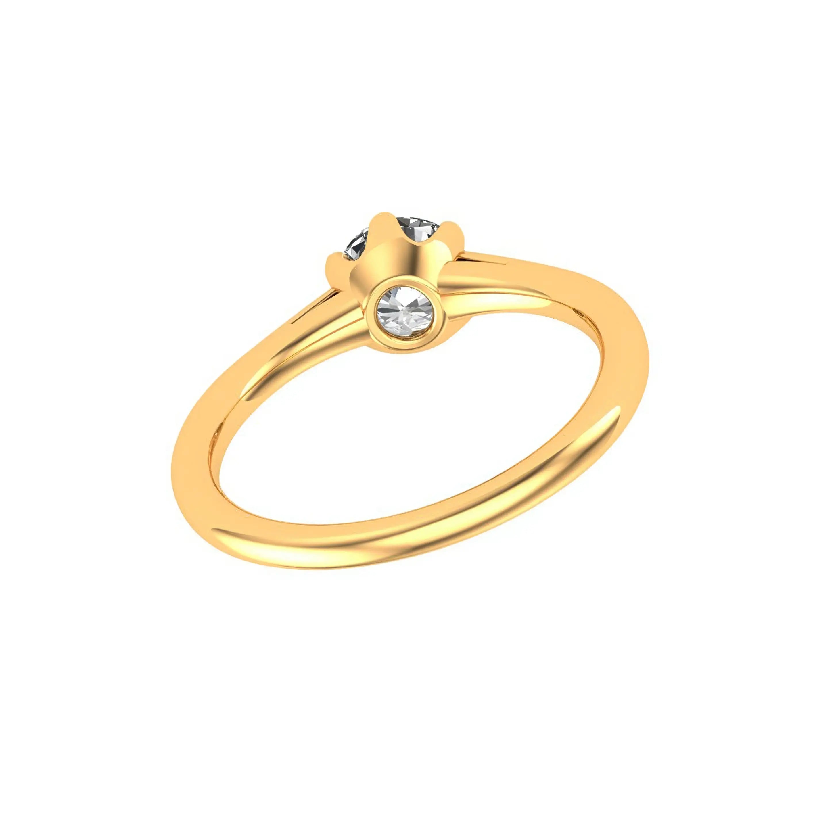Underside angled view floral prong head with hidden bezel accent detail.