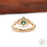 Back view of the engagement ring showing band design."