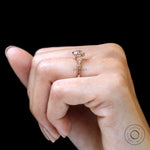 Worn view of Octavia Asscher Cut Moissanite Cathedral Ring