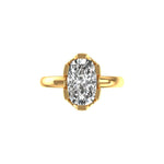 Top view elongated cushion moissanite solitaire with six tab prongs