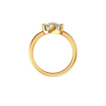 Front band view showing solitaire head in polished yellow gold