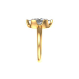 Side profile highlighting elevated tab prong crown and slim shank