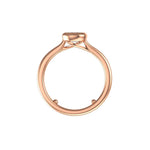 Cathedral setting profile shown from back, pear bezel in rose gold.