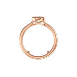 Cathedral setting profile shown from back, pear bezel in rose gold.