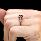 Bluish grey round moissanite ring
