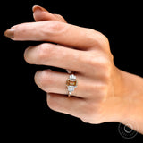 Luxury champagne moissanite engagement ring with yellow gold band