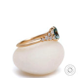 Side profile of oval moissanite cluster ring