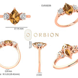 Dark Champagne OMC Pear Shaped Moissanite Engagement Ring, Three Stone Moissanite Promise Ring, Vintage Wedding Ring, 10k/14k/18k Gold Ring