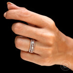 Side profile on-hand showing raised stone band stack