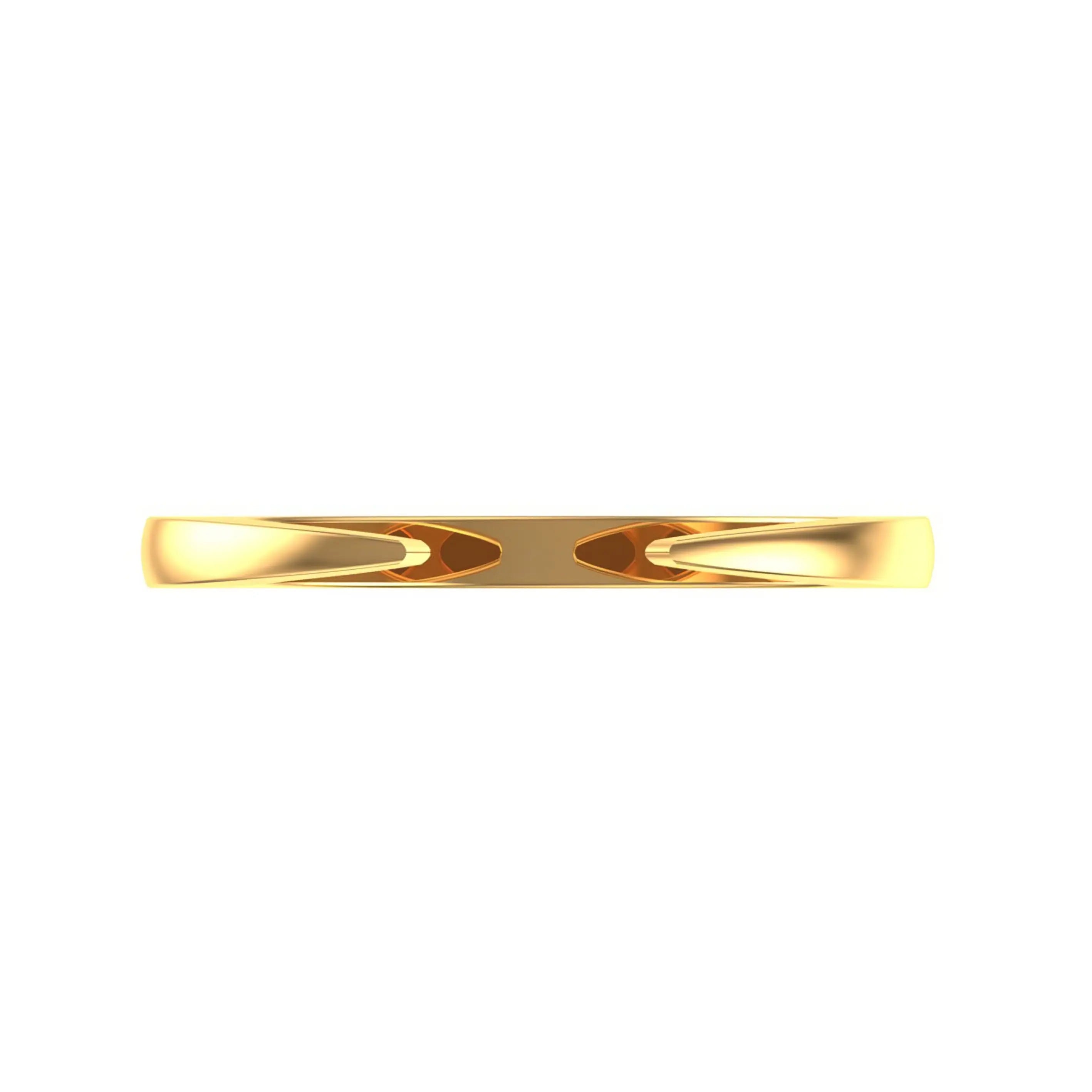 Top view of open knife edge cuff wedding band