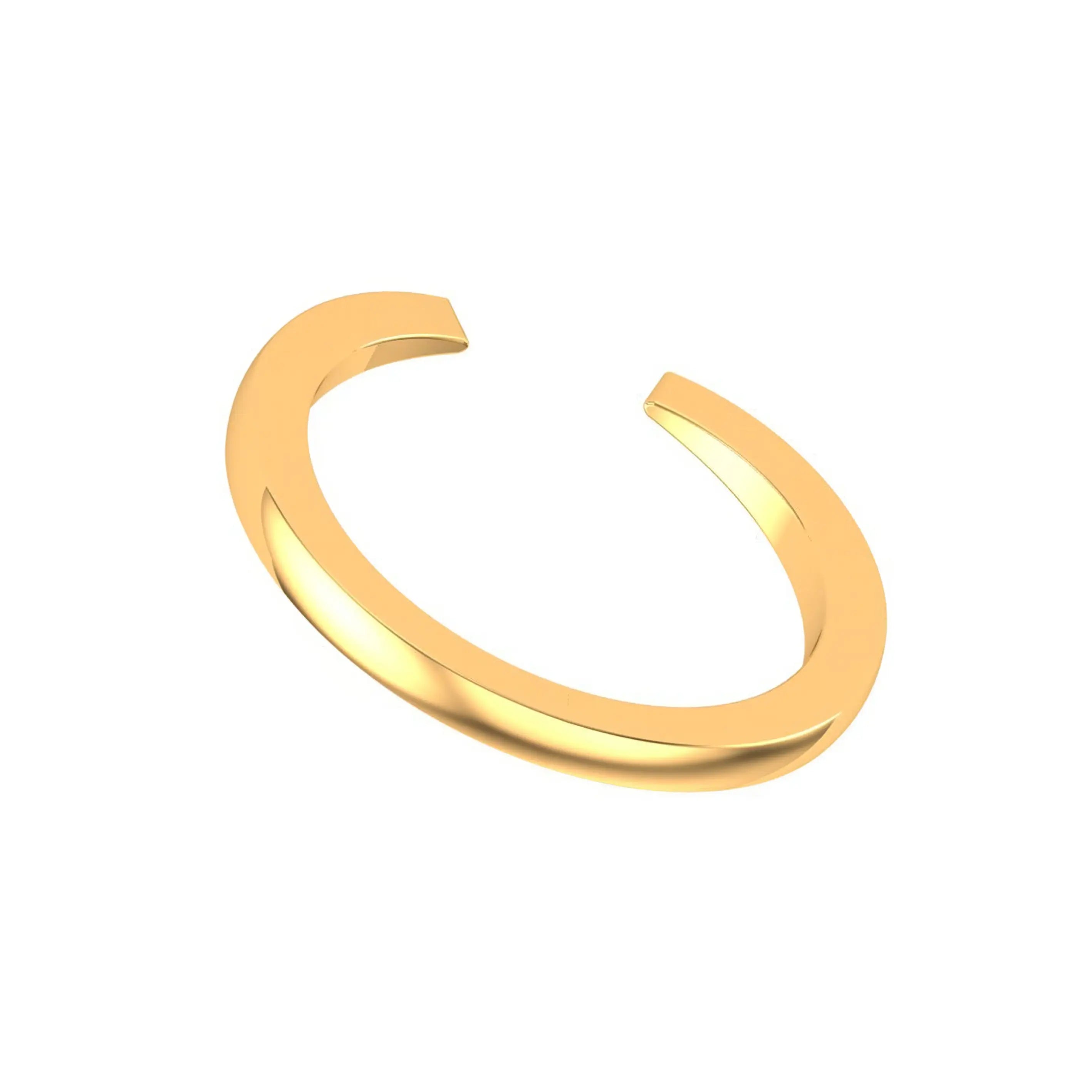 Angled perspective open cuff polished yellow gold ring