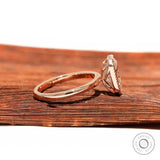 Side profile of bezel set radiant moissanite ring