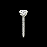 Side profile of round solitaire ring with accented band