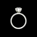 Back view of round solitaire ring with side stones