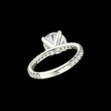 Back angled view of round solitaire ring in white gold