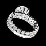 Underside angle highlighting open gallery and scalloped diamond band
