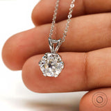 8 mm colorless moissanite pendant close up