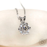 Round old European cut solitaire pendant in white gold
