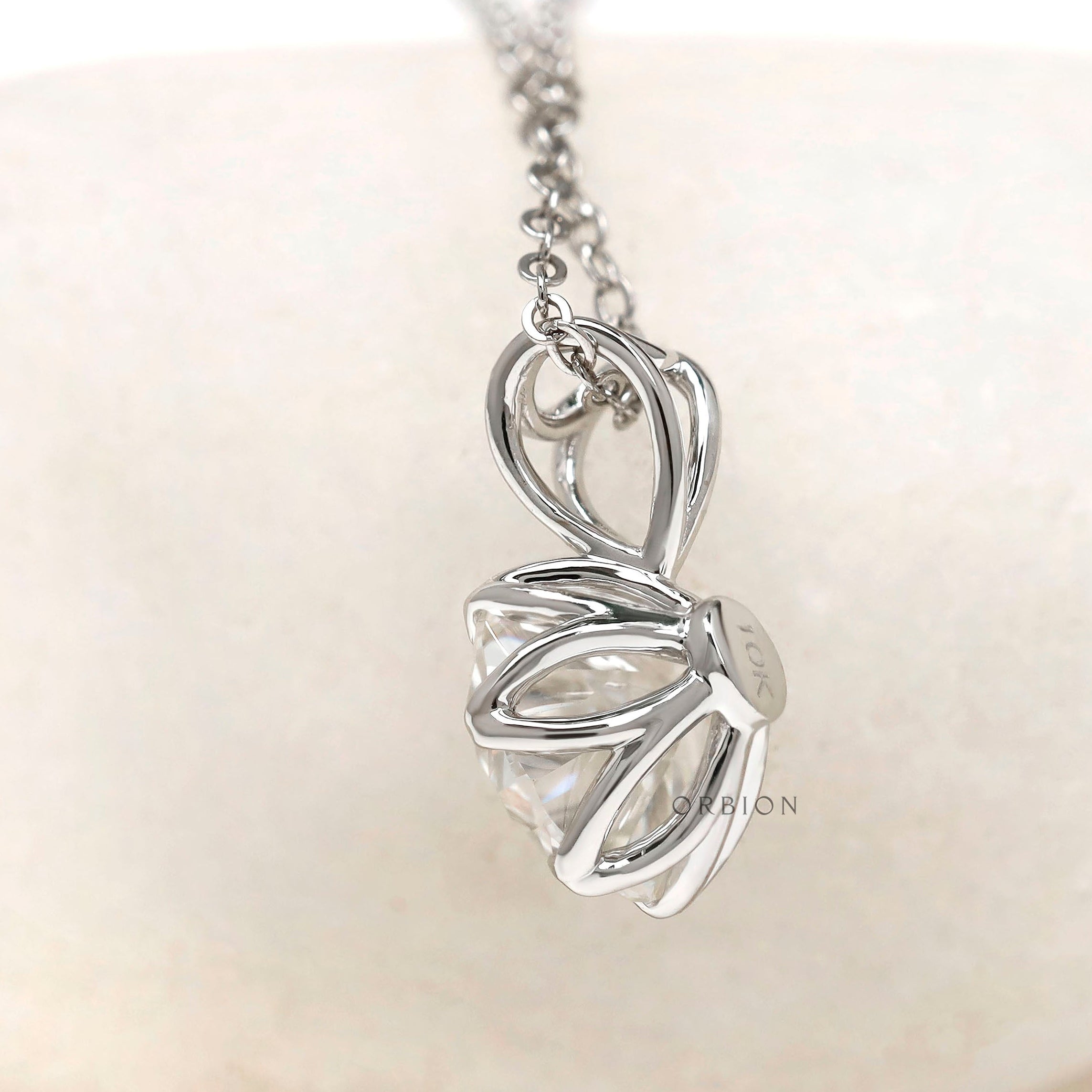 Elegant Georgian style round moissanite necklace
