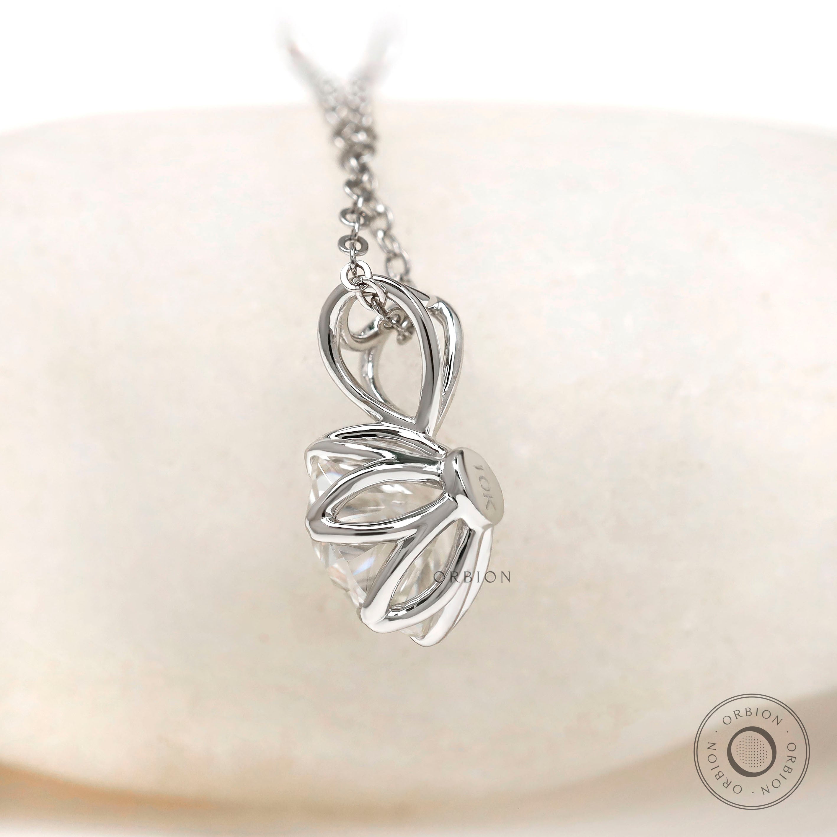 Elegant Georgian style round moissanite necklace