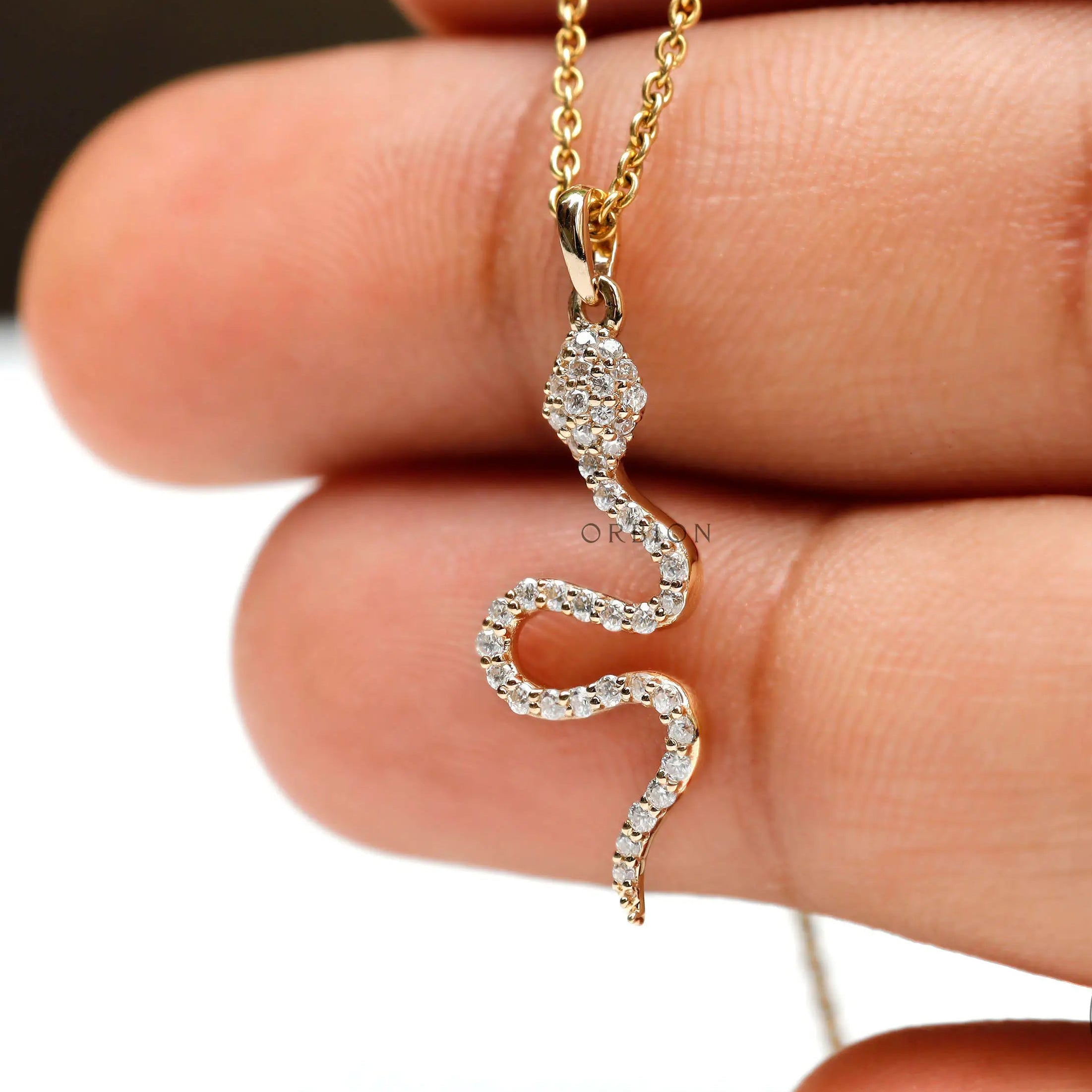 18k yellow gold snake pendant necklace charm