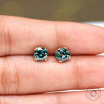 Statement blue green moissanite earrings