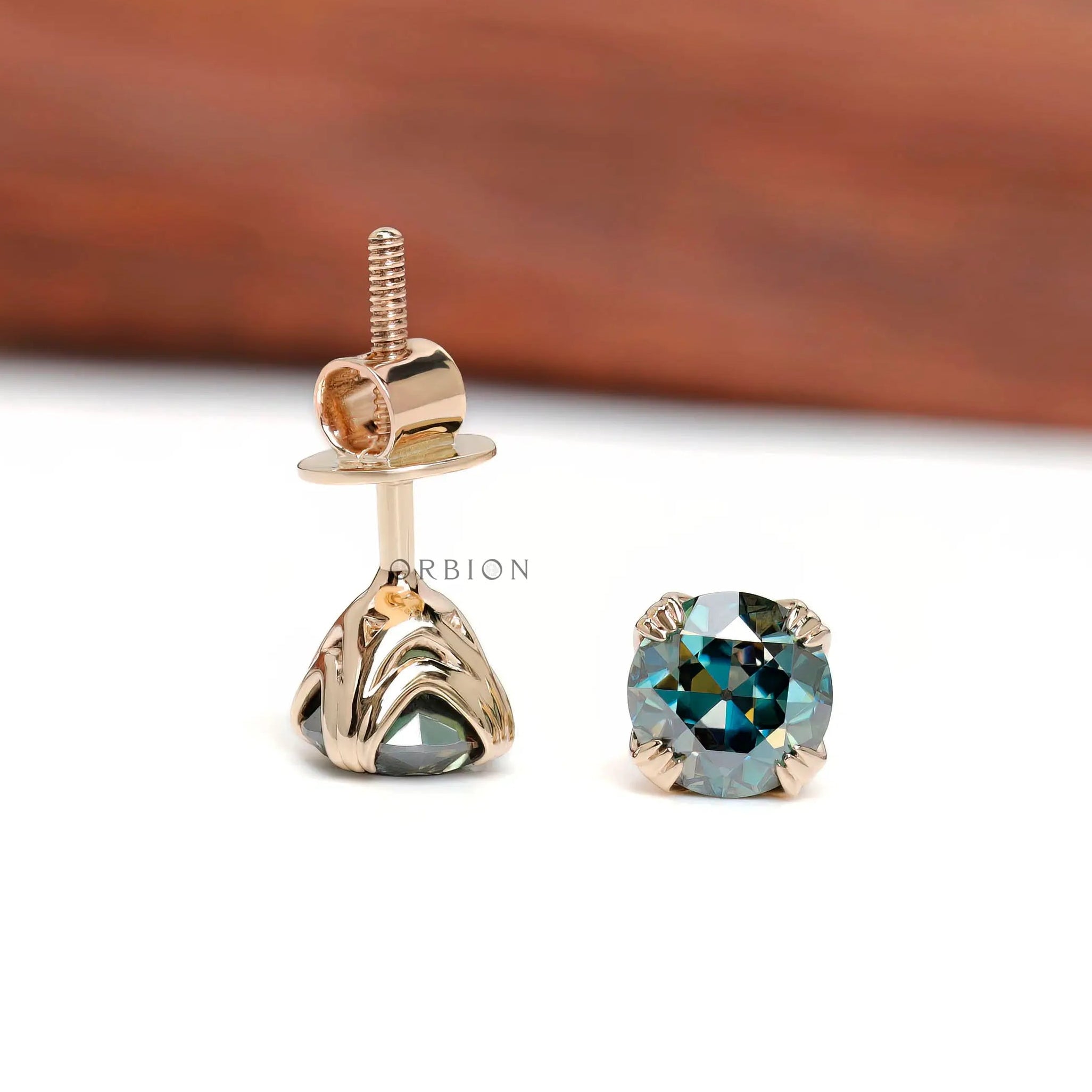 Antique inspired moissanite earrings in 14K yellow gold