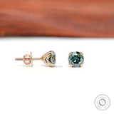 Blue green moissanite solitaire stud earrings