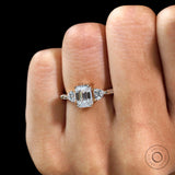 14K yellow gold emerald cut lab diamond trilogy ring