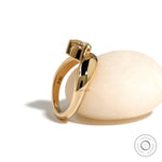 Unique chunky solitaire setting with light champagne pear stone
