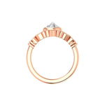 Pear shaped rose cut moissanite ring with marquise and round diamond halo