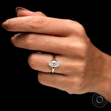 Marquise moissanite ring worn on hand front view