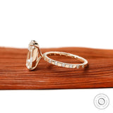 Side profile elongated cushion moissanite ring with accent stones