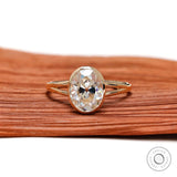 Oval moissanite bezel solitaire ring front view